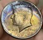 1964 Kennedy Half Dollar 90% Silver Brilliant Uncirculated Coin Amazing Toning