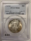 1945 D WALKING LIBERTY HALF DOLLAR 50C PCGS MS 66