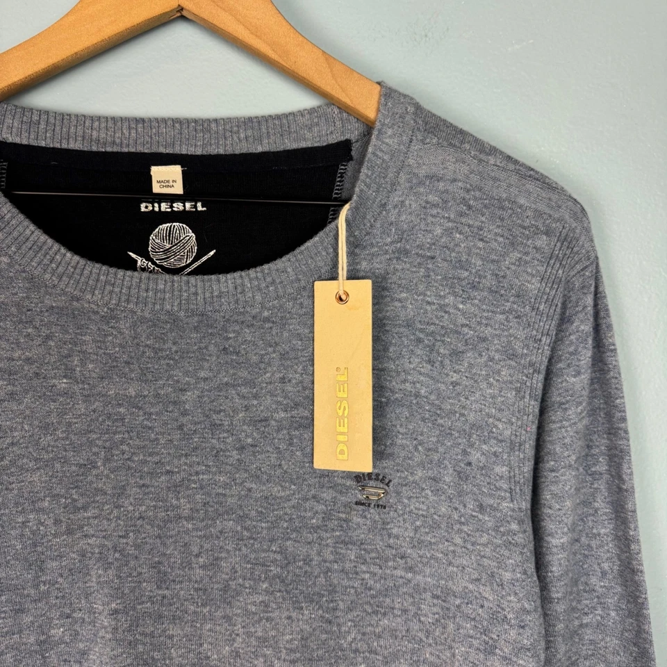 NEW Diesel K-Maniky Pullover Sweater Jumper Men's L Blue Cotton Blend Crew Neck - Image 3 of 4