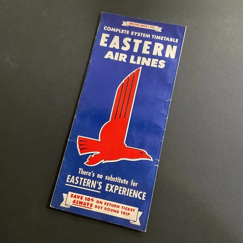 Eastern Airlines March 1, 1952 System Timetable - Original Vintage