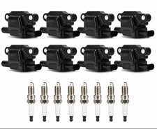 8 Pack UF413 Square Ignition Coil Pack Iridium Spark Plugs Chev Scalade Hummer