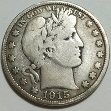 1915-D Barber Half Dollar 90% Silver Nice Fine 