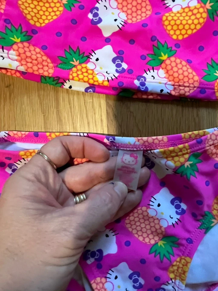 HELLO KITTY Pink Girls' Swimsuit Tankini Top Bottoms Med 7/8 - Image 3 of 4