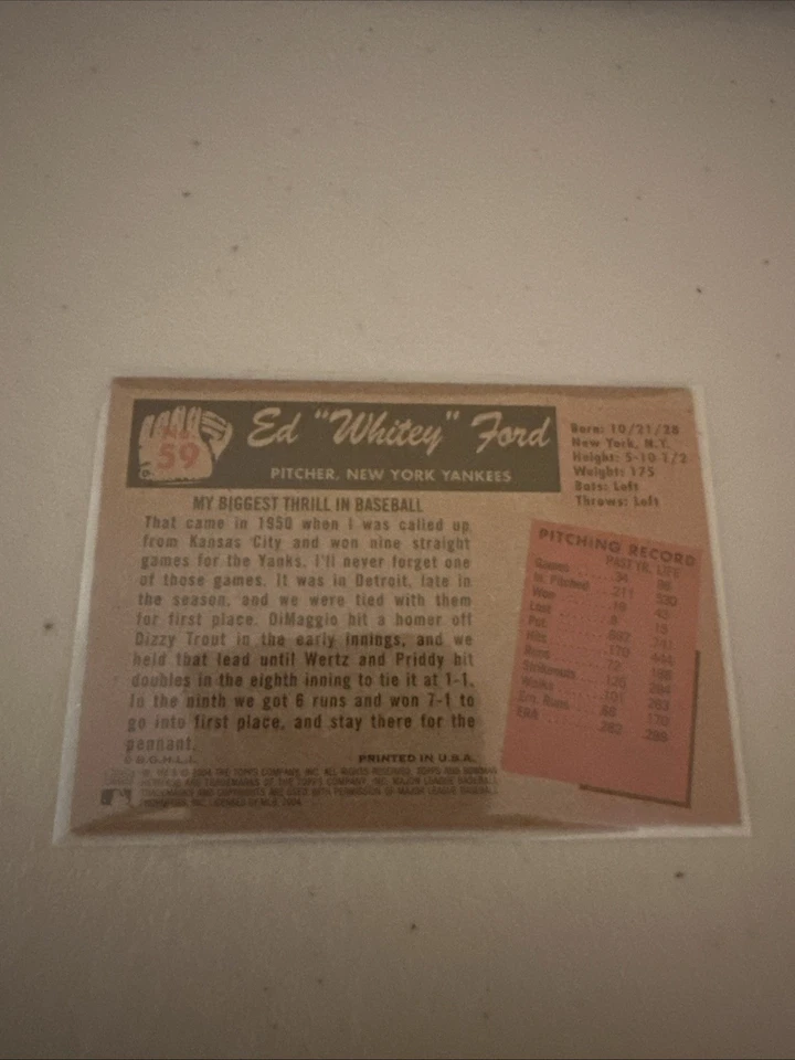2004 Bowman Heritage - Whitey Ford #59 - Image 2 of 2