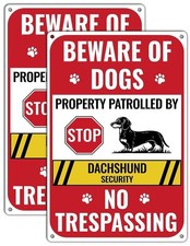 2 Pack Beware Of Dog Signs for Fence, No Trespassing Sign Private Propert, Da...