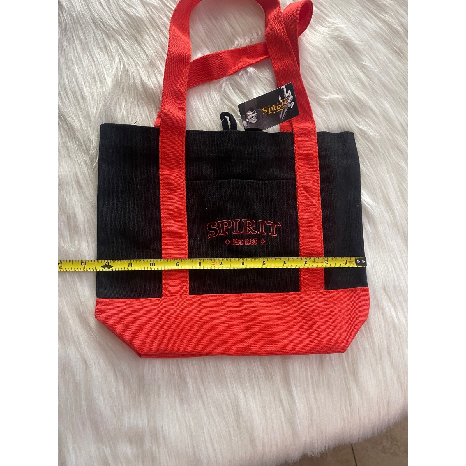 Spirit Halloween Black And Orange Canvas Mini Tote ~ New