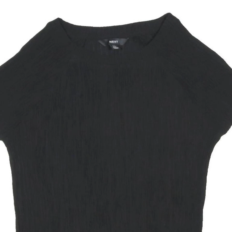 NEXT Haut Basique Noir Manches Courtes Col Rond UK 8 Jersey Polyester - Photo 2/4