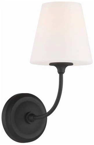 Crystorama Sylvan 13 3/4" Black Finish White Glass Shade Wall Sconce - Picture 2 of 7