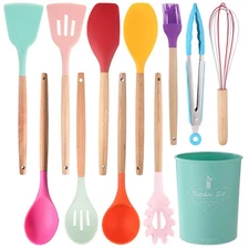Silicone Kitchen Utensils Set, 12-piece Silicone Cooking Utensils Set Non-sti...