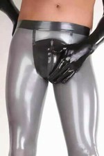 6410 Latex Men's Leggings With Front Zipper 3D Crotch Codpiece cut 0.4mm