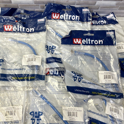 8- Weltron Cat6 Snagless Patch Cable, Blue, 6'', Gold Plated, Sealed Packages