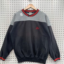Vintage PUMA Crewneck Sweatshirt Mens Large Gray Colorblock Pullover 21x27.5