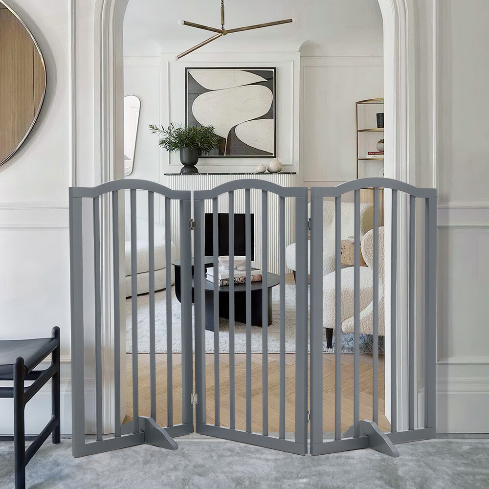 Free Standing Folding Dog Gate Panels Pet Fence Safety Barrier Divider  Doorway