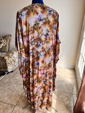 Moroccan Gandoura/ Butterfly Dress 3/4 Sleeve Beautiful Yellow Print