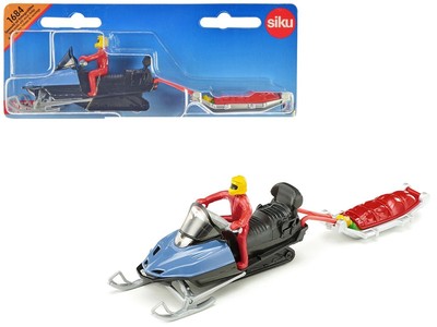 Siku Snow Mobile Blue w/Rescue Sledge & 2 Figures Diecast Model 1684