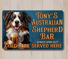 Australian Shepherd Custom Sign Personalized Bar Aussie Man Cave dog metal tin