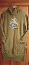 Get Lost Outfitters "Ski Colorado" Hoodie Sweatshirt Dress Olive Green Sz M