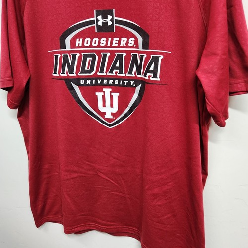 Indiana Hoosiers Under Armour Loose Heat Gear T-shirt Men's Large Red 1448 - Picture 3 of 7