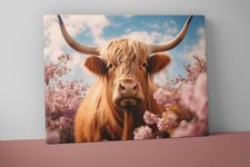 Highland Cow Wall Art - Highland Cow Print - Farmhouse Wall Art - Cow Canvas V56