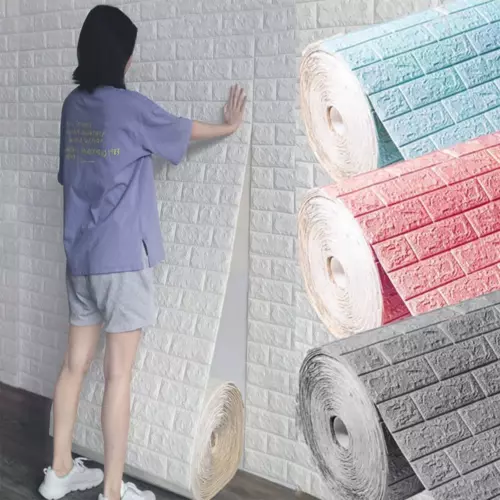 70Cm*10M 3D Brick Pattern Wall Sticker Self-Adhesive Panel Waterproof - Picture 1 of 55