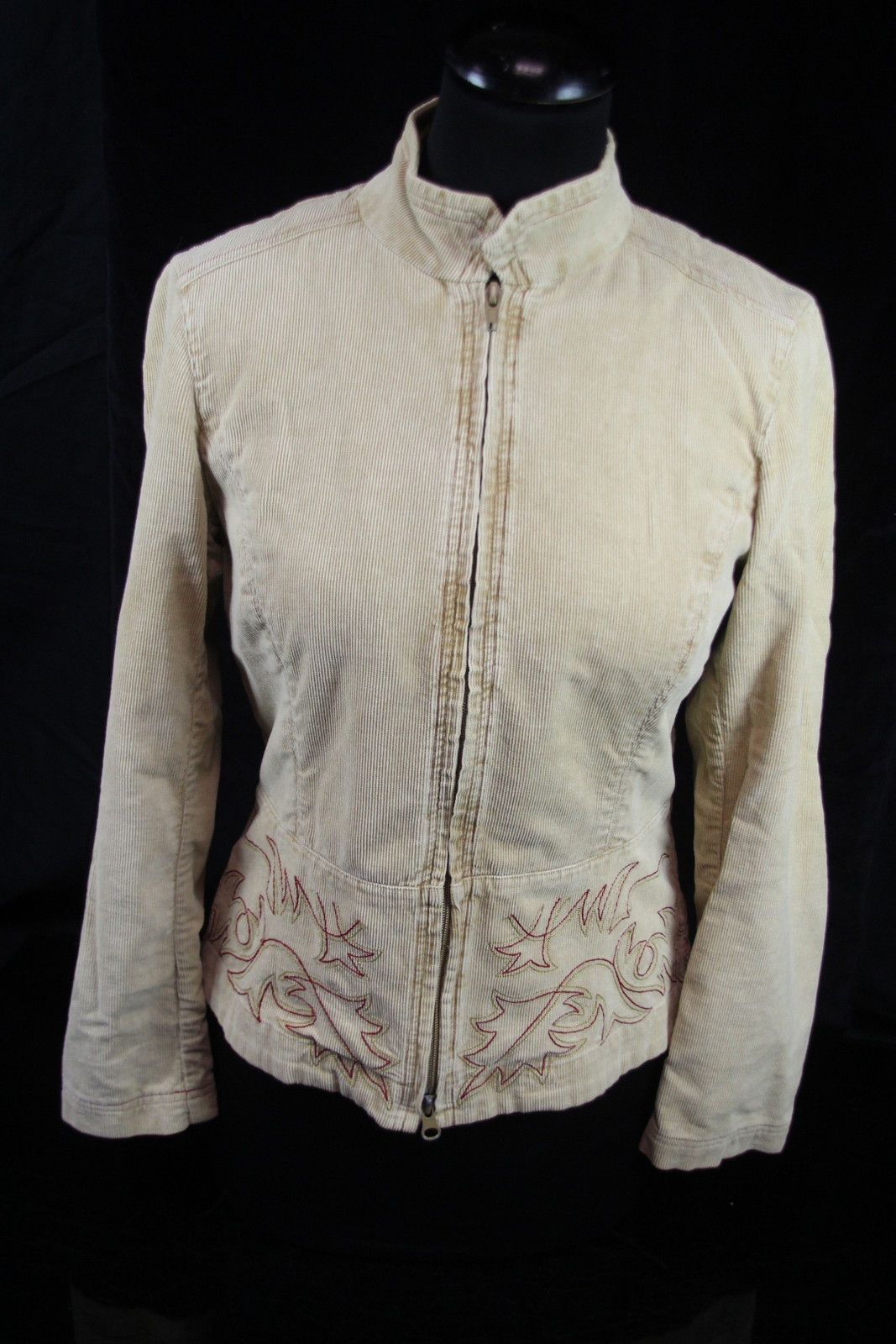 MARC AUREL Damen Übergangsjacke Gr.34 Beige Kord Jacke mit Stickerei Cord Blazer