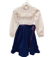 Vintage Bonnie Jean Girls Velvet Portrait Special Occasion Party Dress Size 8