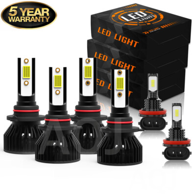 6x For Honda Accord 2006 2007 - 2012 LED Headlights High/Low + Fog Lights Bulbs