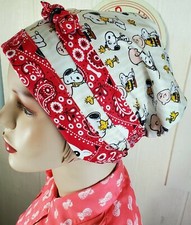 Reversible Scrub Cap Peanuts Hug Handmade Snoopy  Charlie Brown