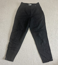 Vintage Linen Pants Womens 6 High Rise Tapered Black 80s 90s