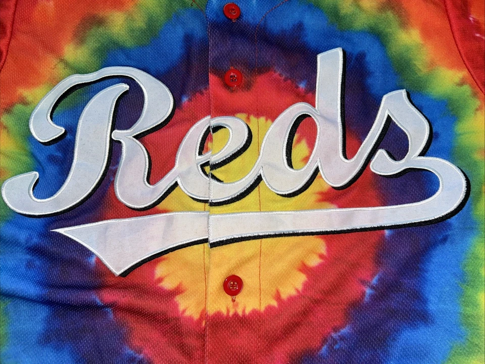 Grateful Dead Cincinnati Reds Jerry Garcia Tie Dye jersey SGA Medium - Image 2 of 4