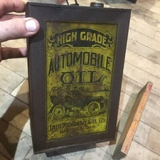early brass era auto oil can independant oil co 1908-10 Antique Car Automobile