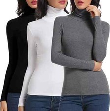 Ladies Womens Polo Neck Roll Neck Turtle Neck Plain Jumper Top Long Sleeve 8-26