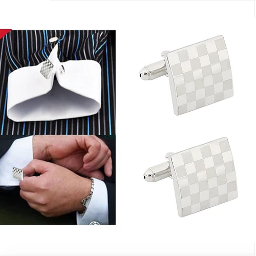 MEN'S SILVER CUFFLINKS STAINLESS STEEL MENS WEDDING CUFF LINKS PRESENTS - Picture 2 of 13