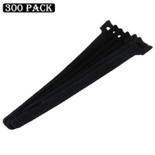 300pcs 9" Black Hook and Loop Self-Attaching Reusable Cable Tie Fastening Tape