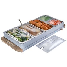 Buffet Warmer Food Server Hot Plate 9.6L 5 Tray Adjustable Temp 300W Nordic Grey
