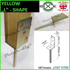 Image of YELLOW Heavy Duty Galvanised ("L" Shape) Post Fence Foot Anchors FOR CONCRETING