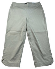 JM Collection Capri Pants Womens Size Medium Tan Pull On New Lattice Hem