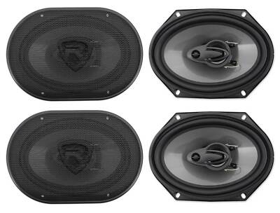 (4) Rockville RV68.3A 6x8'' 3-Way Car Speakers 1800 Watts/340 Watts RMS CEA Rated