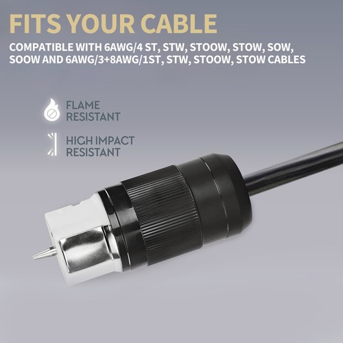 Twist Locking Generator Connector Female Power Cord Plug 50A Heavy Duty USA - Picture 7 of 11