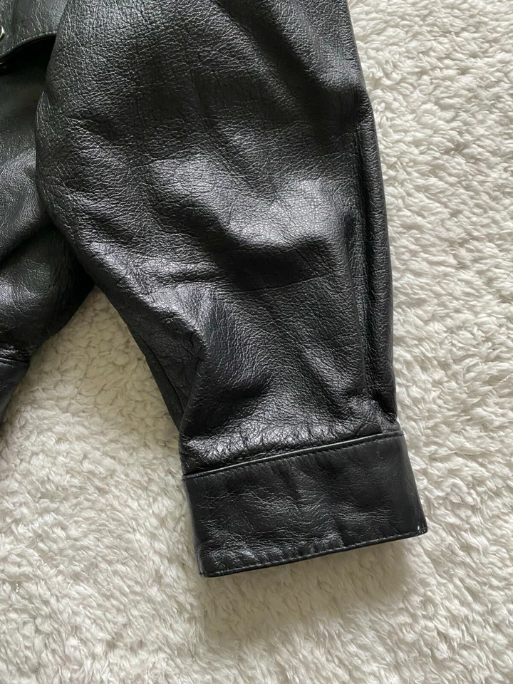 Together! Women Genuine Leather 3/4 Sleeve Snap Button Jacket Black Size M - Image 2 of 4