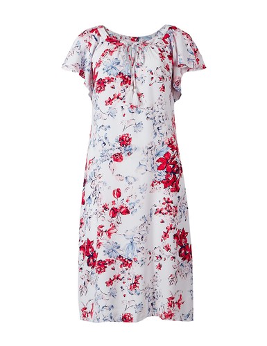 FRILL SLEEVE SWING MIDI DRESS 