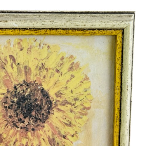 Vintage Ted De Grazia Art Print Sunflower Boy Framed Giclee Canvas 1970s 13x10" - Picture 3 of 19