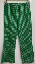 Vintage Zara Green Leisure Knit Plaid Pants Size 9/10 USA MOD 26 W 38 Tp to Bt