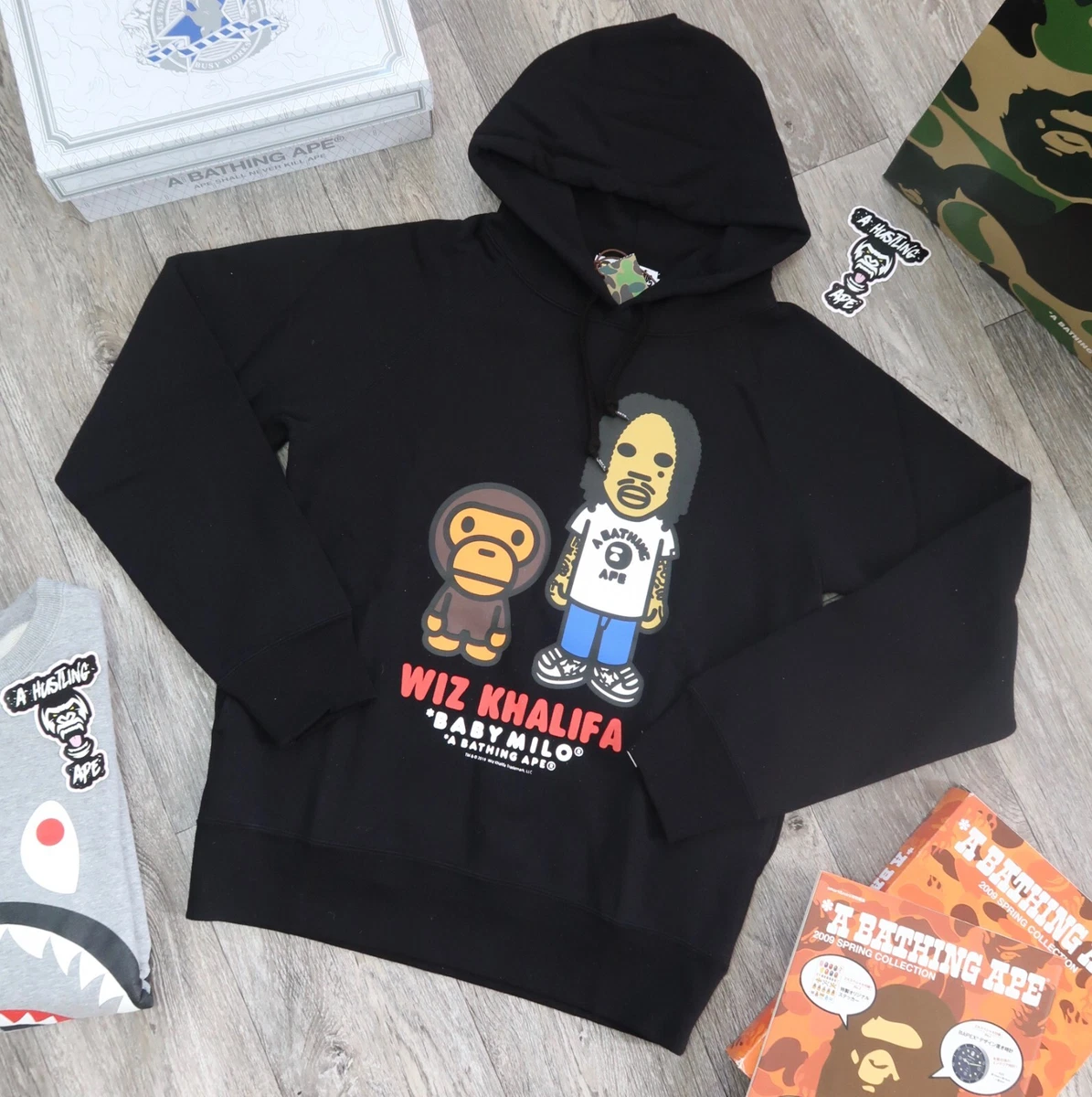 BAPE WIZKHALIFA PULLOVER HOODIE BLACK L - パーカー