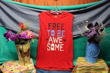 Celebrate Patriotic Girls Boys Red Sleeveless Active Shirt T-Shirt   Size XXL 18