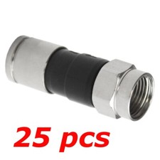 25 Pack Lot - F-Type Compression Connector Male Plug RG6 Quad Shield Coax Cable