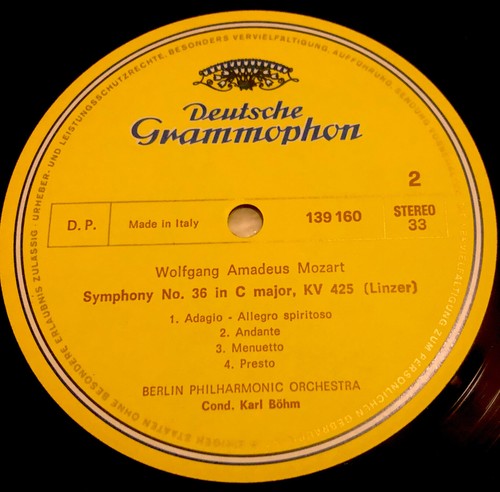 Mozart Karl Bohn Symphonies 39 & 36 DGG Tulip LP Berliner Philharmoniker Germany - Picture 4 of 4