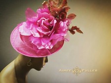 Aimee Fuller Kentucky Derby Hat Shocking Hot Pink Rose Del Mar Fascinator Flower