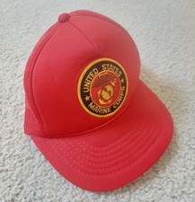 Vintage United States Marine Corps Trucker Hat Snapback Red Hipster Mesh USMC