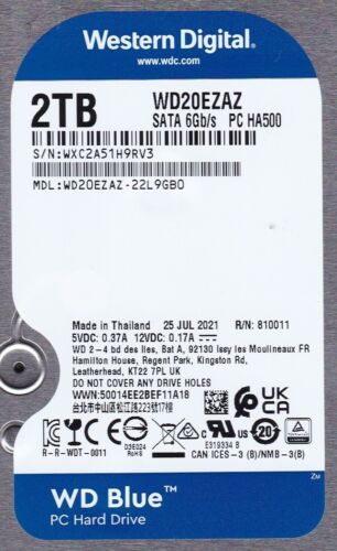 WD20EZAZ-22L9GB0 s/n: WXC2A5 JUL/2021 R/N: 810011 2TB SATA 3.5" WESTERN DIGITAL - Picture 3 of 5